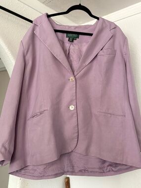 Lauren Ralph Lauren Lavender Blazer Jacket Women 2X Button
